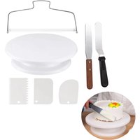 Cake Turntable Set with 2 Frosting Spatula 3 Icing Smoother Scraper Cakes Leveler Baking supplies Kit For Party Christmas