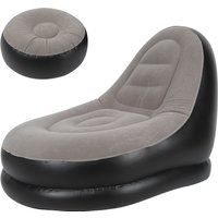 Modern Inflatable Folding Recliner Sofa Chair with Footstool for Living Room Balcony Garden