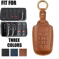 Leather 2/3/4 Buttons for Toyota Camry CHR Corolla RAV4 Avalon Land Cruiser Prado Prius 2017 - 2022 Car Key Cover Fob Keychain
