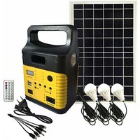Portable Solar Generator System with 3 LED Bulbs Radio Outdoor Solar Power Panel Camping Kit Emergency Lighting Remote Control I