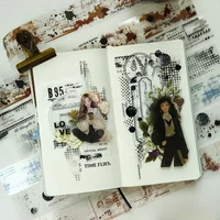 2m/pack 35mm Tape Mottled Collage PET Journal Stationery Masking Tapes Material Base Transparent waterproof Scrapbook Writing