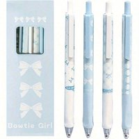 Bowknot Gel Pens Set, 4pcs 0.5mm Precision Tip, Fast Drying Ink for Journals & Notes, Ideal for Office, School, & Home Use