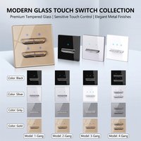 Glass Touch Switch Tempered Crystal Panel 1/2/3/4 Gang Wall Light Switches Sensitive LED Backlight Metal Push Button 110V 220V