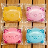 Kawaii Transparent Smiley Cat Squishy Soft TPR Squeeze Toy Stress Relief Fidget Toy Cartoon Cat Sensory Decompression Kids Gift