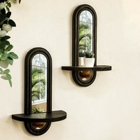 Modern Nordic Natural Wood Floating Wall Shelf with Acrylic Mirror - Wall-Mounted Storage Organizer, Minimalist Shelf for Entryw