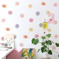 4pcs/set Boho Daisy Flower Wall Decals - Colorful Floral Peel and Stick Stickers, Waterproof Vinyl Decor for Girls Bedroom