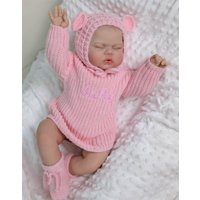 NPK 19 Inch Lifelike Reborn Toddler Doll Sleeping Baby Girl with Hand-Drawn Hair Soft Cloth Body Realistic Doll for Collectors