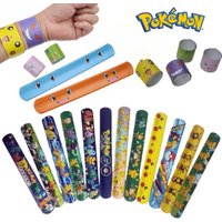 6/12pcs Pokemon Series Wrist Strap Cute Pikachu Slap Bracelets Anime Figure Toys Snapping Kids Birthday Gift Party Product