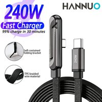 HANNUO 240W PD Fast Charging Foldable Phone Stand With Rotating Charging Data Cable Stand Phone Holder For iPhone 17 Samsung USB