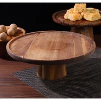 Cake Stand 1pcs Wooden Tall Tray Cake Display Tray Fruit Dinner Plate Tableware Cake Stands Snacks Dessert Plate