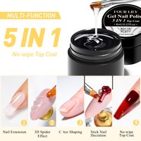 5 IN 1 No Wipe Top Coat Nail Glue Gel Multi-functional 3D Effect Carving Shaping Reinforcement Rhinestone Glue Nail Gel Polish