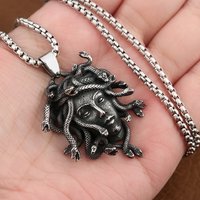 Gothic Unique Medusa Necklace for Men Women Punk Vintage Stainless Steel Snake Pendant Fashion Amulet Jewelry Gifts Wholesale