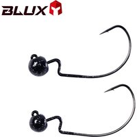 BLUX Oval Jighead 6pcs/lot Fishhooks 5g 7g Finesse Hook Worm Soft Lure Rolling Action Jig Head Artificial Bait Fishing Tackle