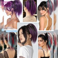 WTB Colorful Synthetic Ponytail Wig with Clip Style Volumizing Fountain Short Ponytail Wig Suitable for Women Holiday Activities