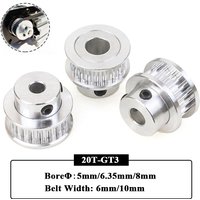 3Pcs 20Teeth 3GT Pulley Bore 5mm 6.35mm 8mm Width 6mm 10mm Timing Pulley GT3 20T Gear Wheel for 3D Printer Parts