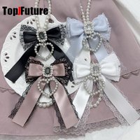 Subculture Gothic Lolita Hair clips Y2K girl Harajuku women diamond bow pearl lace string of pearls Pain pack Bag Pendant