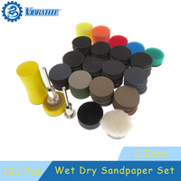 1 Inch Wet Dry Sanding Discs 191 PCS Hook and Loop Sandpaper 25mm with 3mm Shank Backing Pad for Polishing and Sanding Metal Car