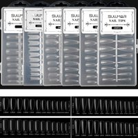 240pcs Soft Stiletto Almond Square Coffin French Nail Tips Half Matte Full Cover False Nails Clear Press On Nails Extension Gel