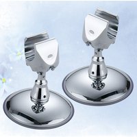 Adjustable Shower Bracket 2 Pc Pearlescent Wall Mounted Suction Cup H set Holder Bathroom Heavy Duty Long Lasting Use