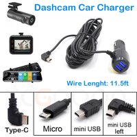 DVR Charging Cable Dash Cam Car Charger Mini USB / Micro USB / Type-C USB 11.5ft Power Cord Supply 12-24V For DVR Camera GPS