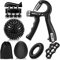 Gym Fitness Adjustable Count Hand Grip Set Finger Forearm Strength Muscle Recovery Gripper Exerciser Trainer Ball Decompression