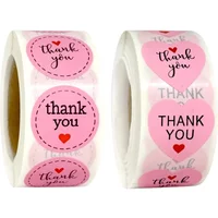 100-500PCS Heart Stickers Thank You Stickers for Business Merci Packaging Stickers Rolling Love for Packaging Decoration