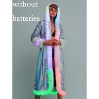 Led Lighs Plush Faux Fur Clothes Cool Night Dancing Props Led Light Up Rave Jacket Adult Dance Performance Fancy Dress Flash