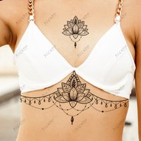 Waterproof Temporary Tattoo Sticker Flower geometric patterns Fake Tatto Flash Tatoo chest Tato for Girl Women