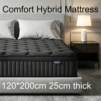 Matelas hybride confortable 120x200cm, 25cm d'épaisseur, taille euro, petit matelas double, respirant, avec soutien des bords, isolation des mouvements, matelas à ressorts ensachés pour chambre
