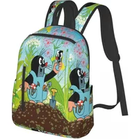 Mole Happy Krtek Student Backpack School Bag Hiking Travel Daypack for Boys Girls Fashion Bookbag Shoulder Bags