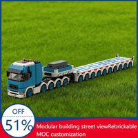 733 PCS Mini Truck With Goldhofer Style Hydraulic Trailer Truck MOC Car Vehicle Racer Building DIY Block Brick Xmas For Boy Gift