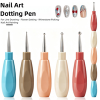 5-in-1 Interchangeable Nail Dotting Pen Set, Stainless Steel Rhinestone Picker Tools for Flower Dotting Nail Art DIY Manicure