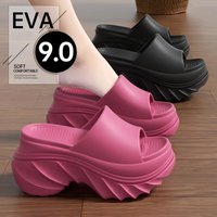 Women's Thick-Soled Heightening 8cm Slippers Women's New Summer Outer Wear Beautiful Trbottomyy Heightening Non-Slip Seaside Beach Sandals for Small People