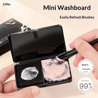 Lishu Makeup Brush Cleaning Set Scrubber Washboard Mat with Cleaning Soap Portable Brush Dry Cleaning Box for Cosmetic Tools