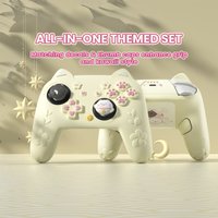 PlayVital for Nintendo Switch 2 Pro Controller Silicone Cover – Cherry Blossoms Kitten Cute Protective Skin Case w/ Accessories