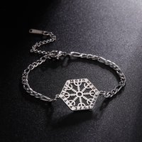 LIKGREAT Viking Vegvisir Compass Bracelet Nordic Runes Bangle Amulet Odin Scandinavian Talisman Stainless Steel Vintage Jewelry