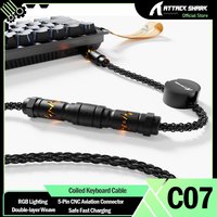 ATTACK SHARK C07 Custom USB C Keyboard Cable with RGB Lighting for 8KHz Magnetic Keyboard, 5-Pin CNC Aviation Connector