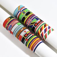 ZGMXR Rice bead bracelet Geometry National flag Hand weaving Gradation color Bohemia Adjustable Fashion Simple Beaded bracelet