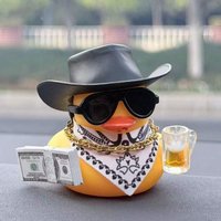 1pc Cute Beer Duck Design Car Decor Set, Retro Style Cool Black Duck Statue Ornament, Collectible Small Figurin