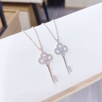 New 925 Sterling Silver Key Necklace Charm Simple Style Pendant Choker Women's Birthday Gift Exquisite Jewelry
