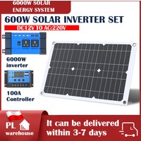 600W Solarpanel-Kit mit 6000W Wechselrichter & 100A Solarladeregler, DC zu AC 220V Off-Grid-Solarstromsystem für Wohnmobile, Zuhause, Camping, Boote