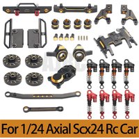 1/24 RC Crawler Metal Upgrade Parts For Axial SCX24 90081 Wheel Weights Steering Hub Axle Cover Shock Absorber RC Accessories