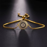 Juya Turkish Evil Eye Bracelet For Woman Micro Pave Zircon Greek Eye Charms Adjustable Chains Bracelet Hamsa Jewelry Supplies