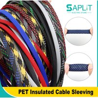 5M Multicolor PET Insulated Braid Sleeving 2mm - 40mm Expandable Wire Cable Sheath Flame-retardant Nylon Braided Mesh Tube DIY