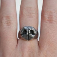 New Creative Funny Ancient Silver Animal Dog Nose Adjustable Opening Rings for Women Fashion Personality Design Jewelry Gifts