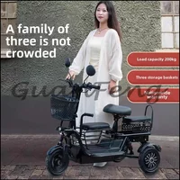 Three Seater Electric Tricycle for Children, Elderly Women, and Parent-child Foldable Lightweight Tricycle