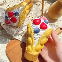 Strawberry Crepe Slow Rising Squishy Egg Waffle Fidget Toys Anti Stress Relief ASMR Sensory Toys for Kids and Adults Collectible