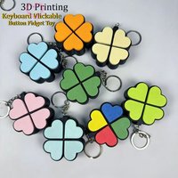 Keychain Mechanical Keyboard Button Keyring Fingertip Key Cap Pendant Antistress Toy luncky cover Pop It 행운 네잎클로버 팝잇 키링