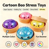 Steamed Bun Squeeze Toy Slow Rising Glitter Stress Ball Fidget Toy with Beads Sparkles Stretchy Soft Squishy Desk Travel Gift