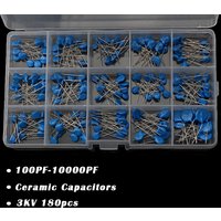 180PCS Ceramic Capacitors 3KV 15 Values High Voltage 100PF-10000PF Capacitance Industrial Electrical for DIY Projects